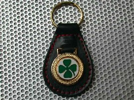 Alfa Romeo (Quadrifoglio) Leather Keyring (Red stech)