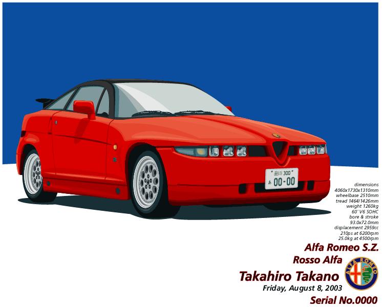 Alfa Romeo S.Z.額装パーソナル・イラストレーション