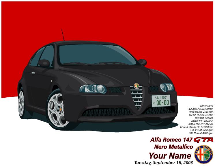 Alfa Romeo147GTA額装パーソナル・イラストレーション