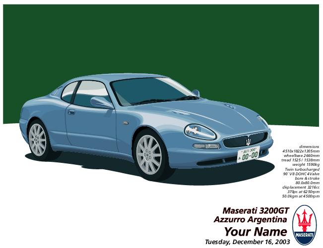 MASERATI 3200GT額装パーソナル・イラストレーション