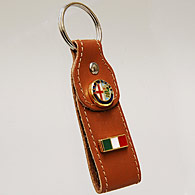 Alfa Romeo Leather Keyring (Italian Flag Mascot)