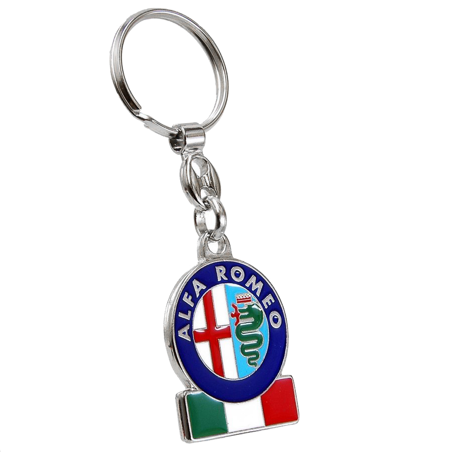 Alfa Romeo Emblem & Italian Flag Metal Keyring (Cuore Sportivo)