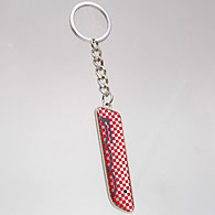 FIAT 500 Metal Plate Keyring (Red Checkerd)