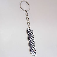 FIAT 500 Metal Plate Keyring (Black Checkerd)
