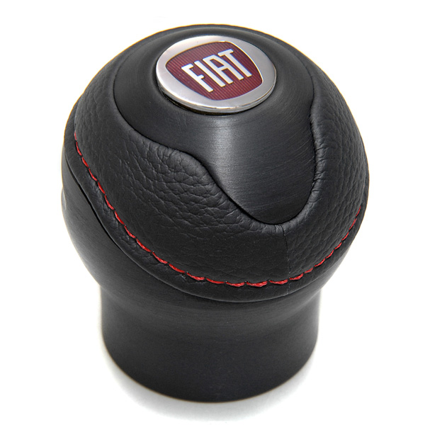 BLACK Leather Gearknob -TUNE IT BLACK- (Reverselock/FIAT 2007 emblem)