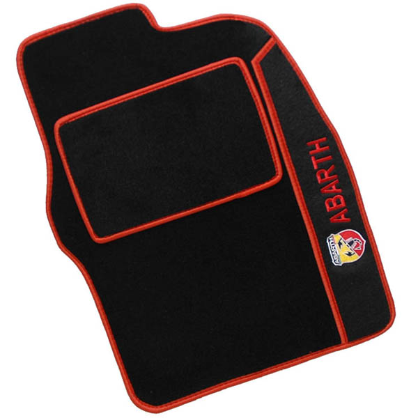 FIAT NEW 500 ABARTH Floor Mats (Black/Red Piping/RHD)