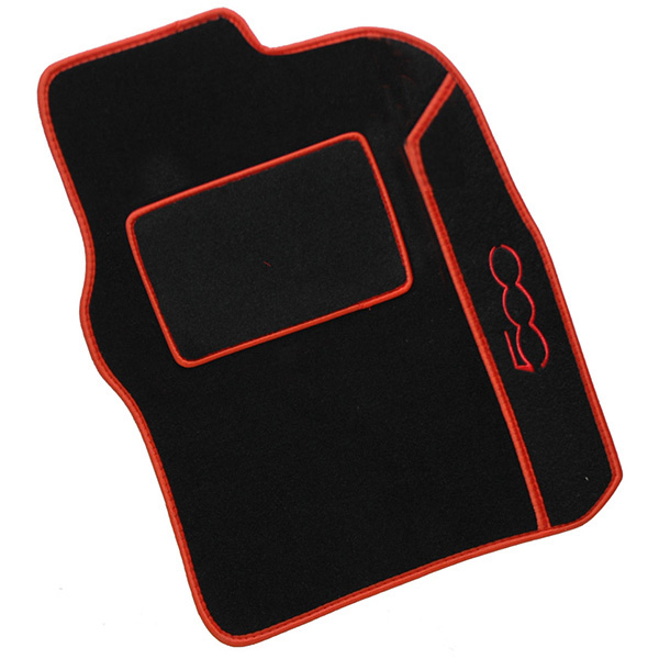 FIAT NEW 500 Floor Mats (Black/Red Piping/RHD)