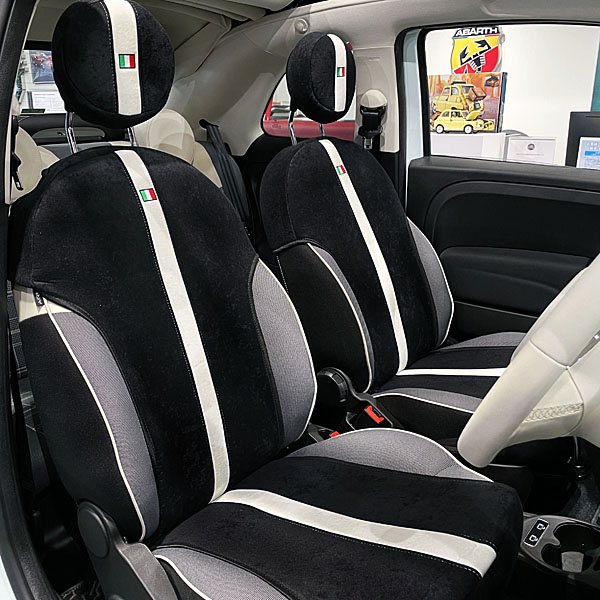 FIAT 500 Seat Cover and Headrest Set -SMOKING BLACK-