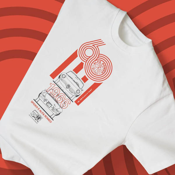 Alfa RomeoオフィシャルSpider 60周年記念Tシャツ(1966)