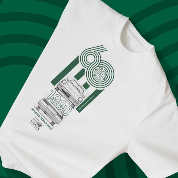 Alfa RomeoオフィシャルSpider 60周年記念Tシャツ(1990)