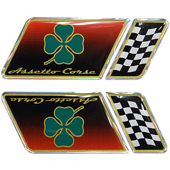 Alfa Romeo 3D Sticker (QUADRIFOGLIO+Checkered flag/Set of 4)