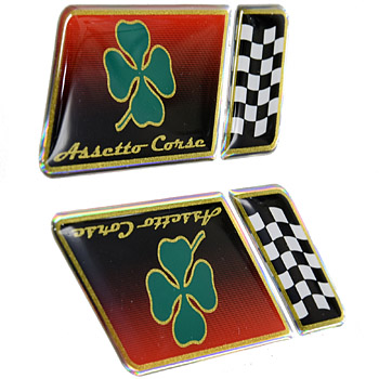 Alfa Romeo 3D Sticker (QUADRIFOGLIO+Checkered flag/Set of 4)