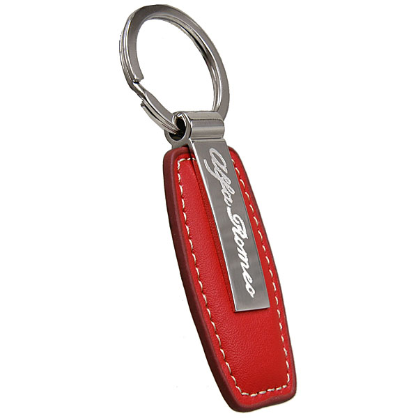 Alfa Romeo Fake Leather & Plate Keyring (Red)