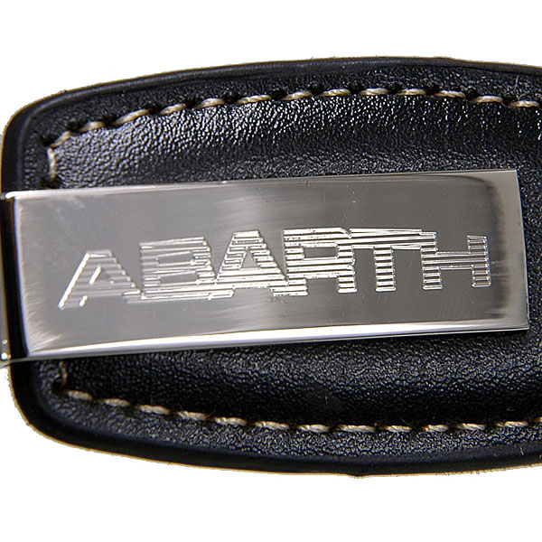ABARTH Fake Leather & Plate Keyring (Black)
