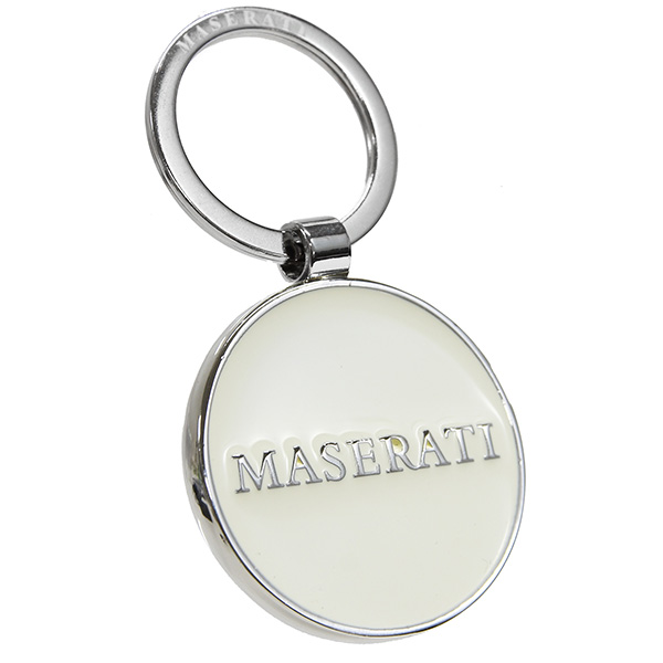 MASERATI Keyring (Round Metal/White)