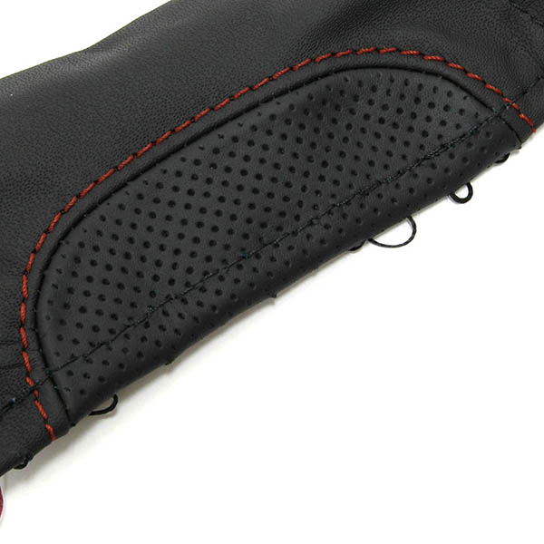 Alfa Romeo MiTo Leather Hand Brake Grip Cover (Black/Red Steach)