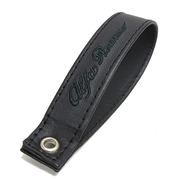 Alfa Romeo Rear Gate Leather Strap(Black Base/Black Logo)