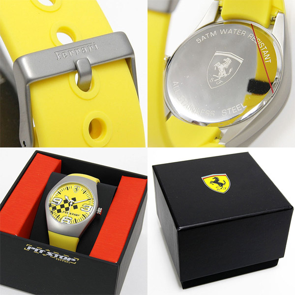 Ferrari Wrist Watch -PIT STOP- (Checkerd Flag/Yellow)