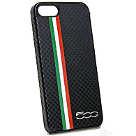 FIAT 500 iPhone5/5S背面ケース (ブラックカーボンパターン/ストライプ)