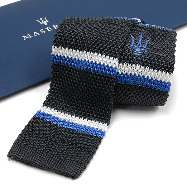 MASERATI Silk Knitted Tie(Blue&Grey)