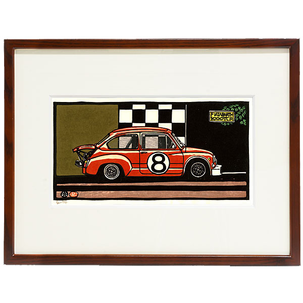 ABARTH 1000 TCR woodcut with frame by Otomaru Hanga