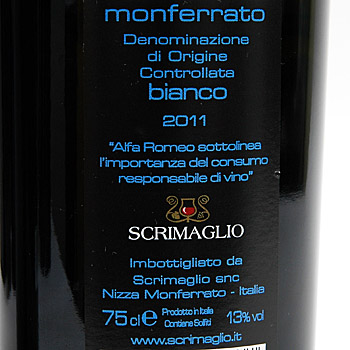 Alfa Romeo ワイン(白)-MONFERRATO DOC BIANCO 2011-