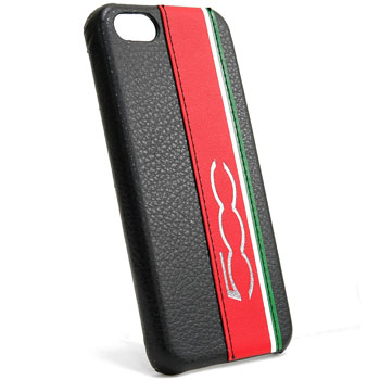 FIAT 500 iPhone5/5S背面ケース (ブラックレザー/ストライプ)