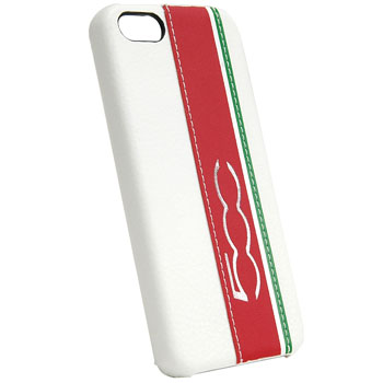 FIAT 500 iPhone5/5S背面ケース (ホワイトレザー/ストライプ)