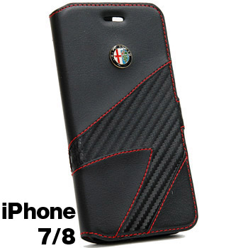 Alfa Romeo純正iPhone7/6/6s手帳型フリップケース-Synthetic(ブラック)-