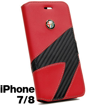 Alfa Romeo純正iPhone7/6/6s手帳型フリップケース-Synthetic(レッド)-