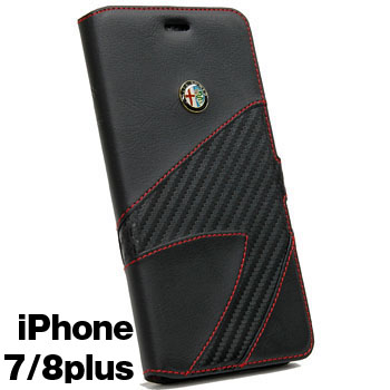 Alfa Romeo純正iPhone7/6s/6 Plus手帳型ケース-Synthetic(ブラック)-