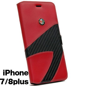 Alfa Romeo純正iPhone7/6s/6 Plus手帳型ケース-Synthetic(レッド)-