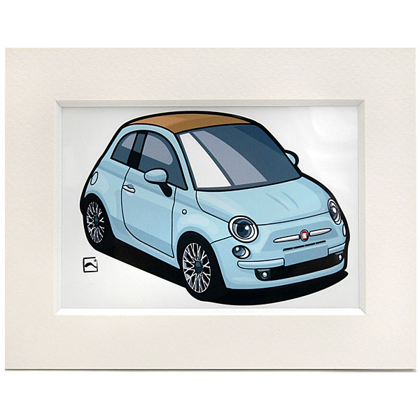 FIAT 500Cスモールイラストレーション(スカイブルー) by 林部研一