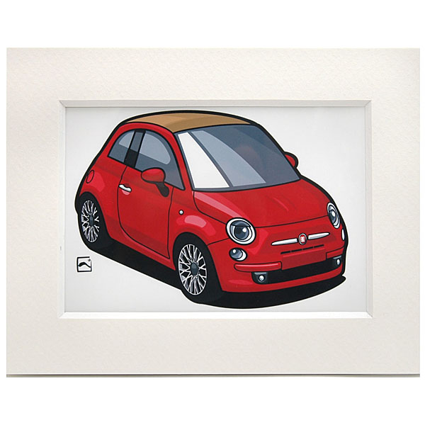 FIAT 500Cスモールイラストレーション(レッド) by 林部研一