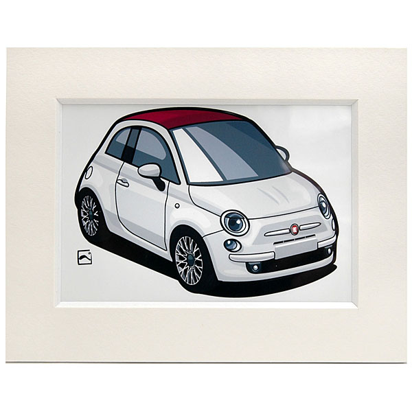 FIAT 500Cスモールイラストレーション(ホワイト) by 林部研一