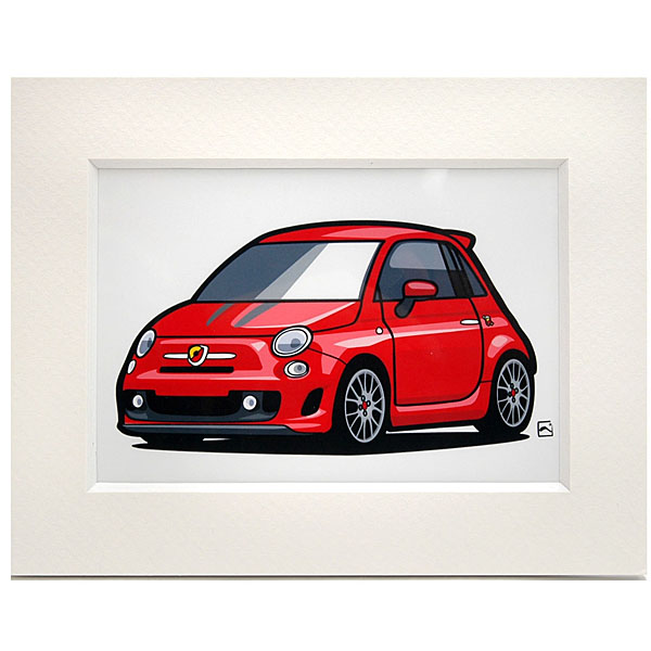 ABARTH 695 TRIBUTO Ferrariスモールイラストレーション(レッド) by 林部研一