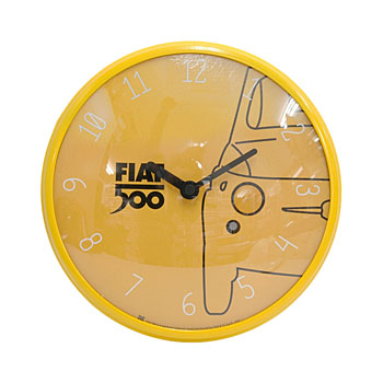 FIAT 500 Wall Clock-Yellow/250mm-