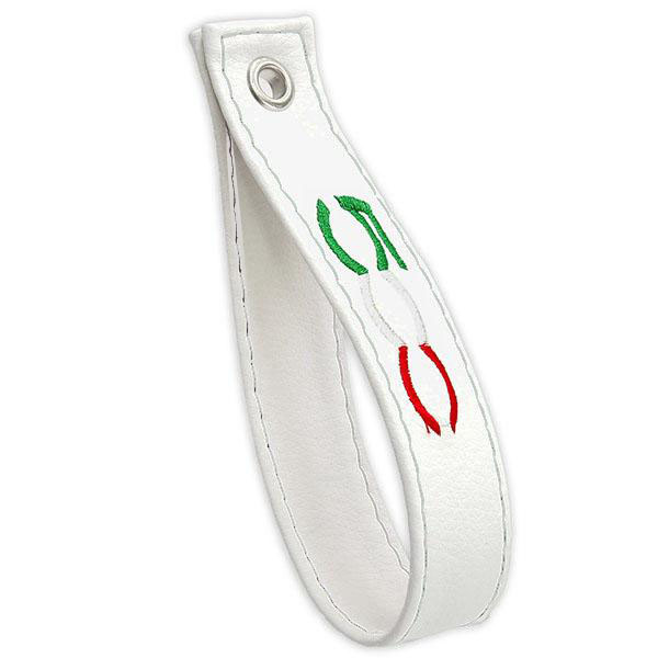 FIAT New 500 Rear Gate Leather Strap(Gray/Tricolor Logo)<br><font size=-1 color=red>04/24到着</font>