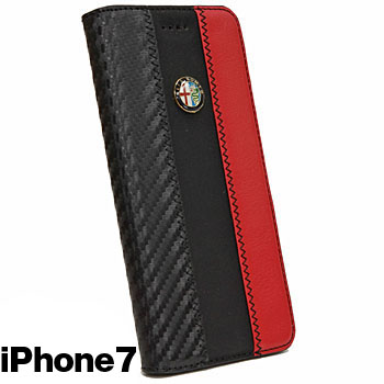 Alfa Romeo純正iPhone7/6/6sブックタイプケース-Stripe-ブラック