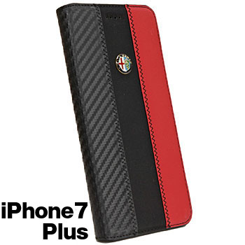 Alfa Romeo純正iPhone7/6/6s Plusブックタイプケース-Stripe-ブラック