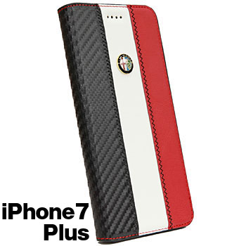 Alfa Romeo純正iPhone7/6/6s Plusブックタイプケース-Stripe-ホワイト