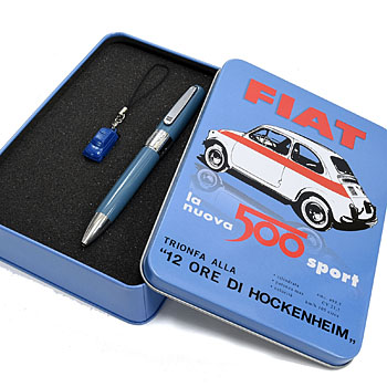 FIAT 500ボールペン&ストラップセット(ブルー)