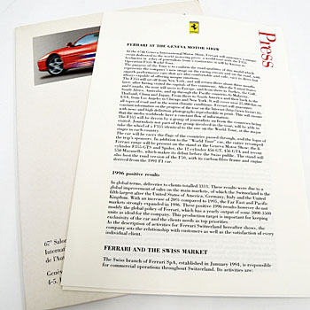 Ferrari 1997年ジュネーブショープレスキット : イタリア自動車雑貨店 