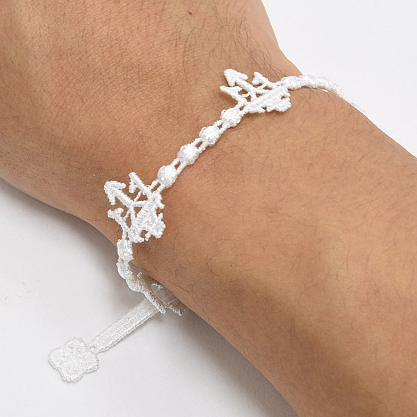 MASERATI TRIDENTE Lace Bracelet by Cruciani (White)