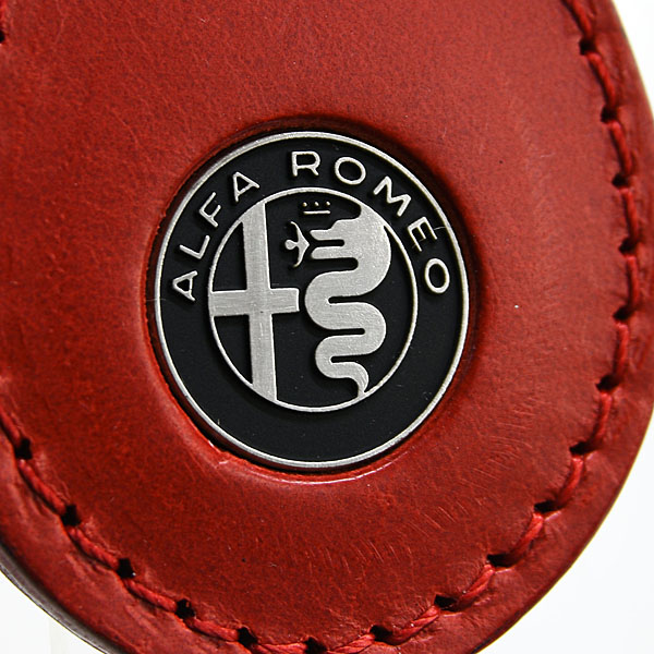 Alfa Romeo New Emblem Leather Base Keyring(Red)