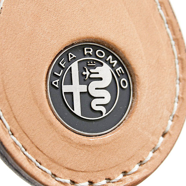 Alfa Romeo New Emblem Leather Base Keyring(Brown)