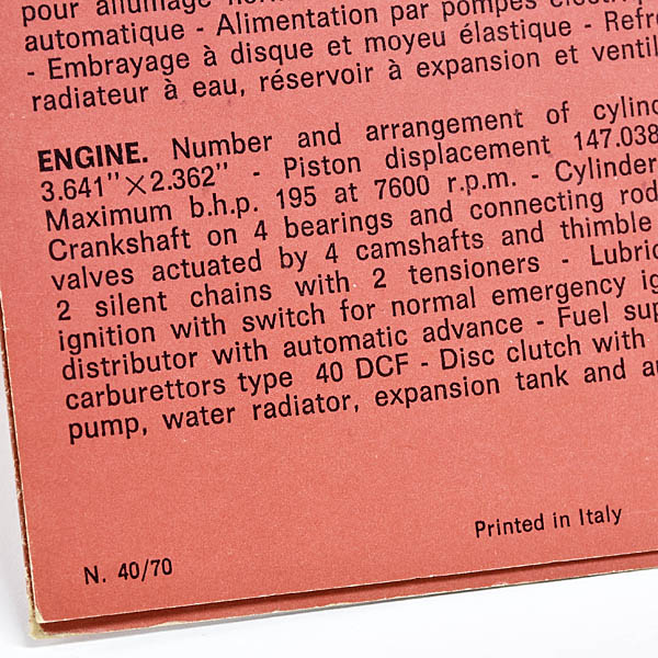 Ferrari Dino 246GT Sales Catalogue(1970) Euro Type2 First Print