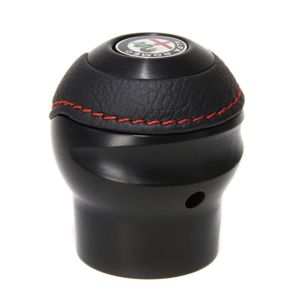 BLACK Leather Gearknob -TUNE IT BLACK- (Reverselock/Alfa Romeo New emblem)