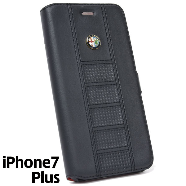 Alfa Romeo純正iPhone7/6/6s Plus手帳型ソフトケース(ブラック)