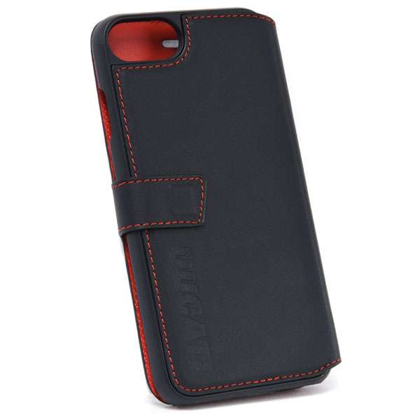 DUCATI iPhone7/6/6s Book Type Leather Case(Black/Black)